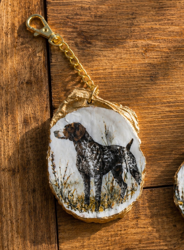 German Shorthaired Pointer Oyster Shell Keychain
