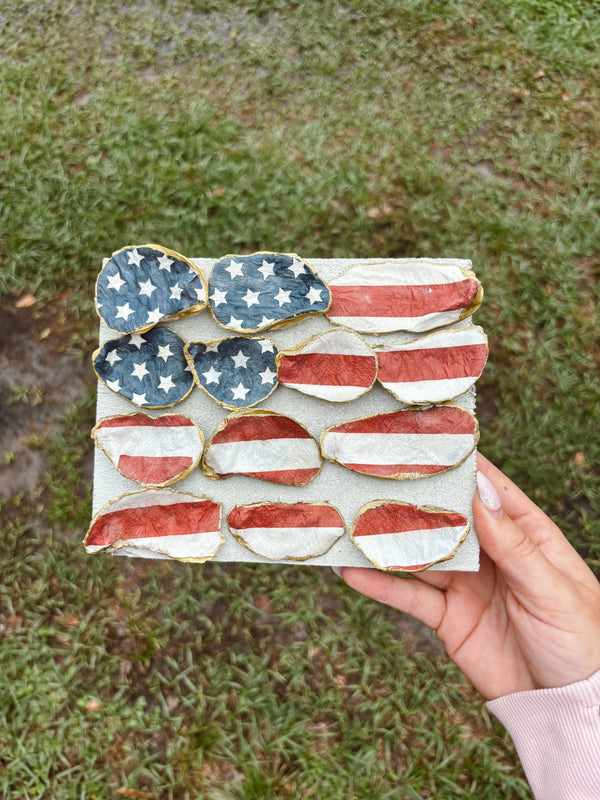 American Flag Oyster Shell Display