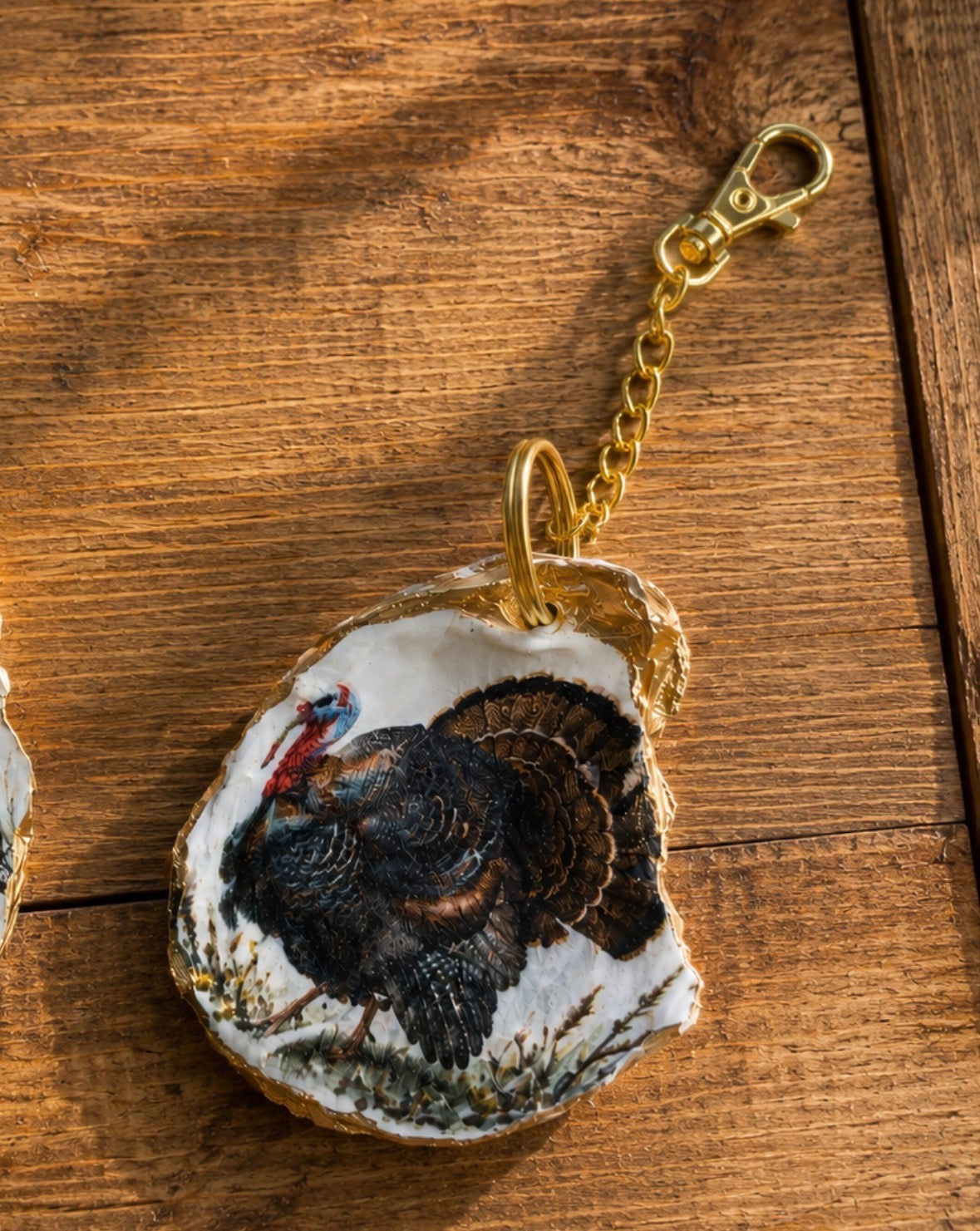 Turkey Oyster Shell Keychain