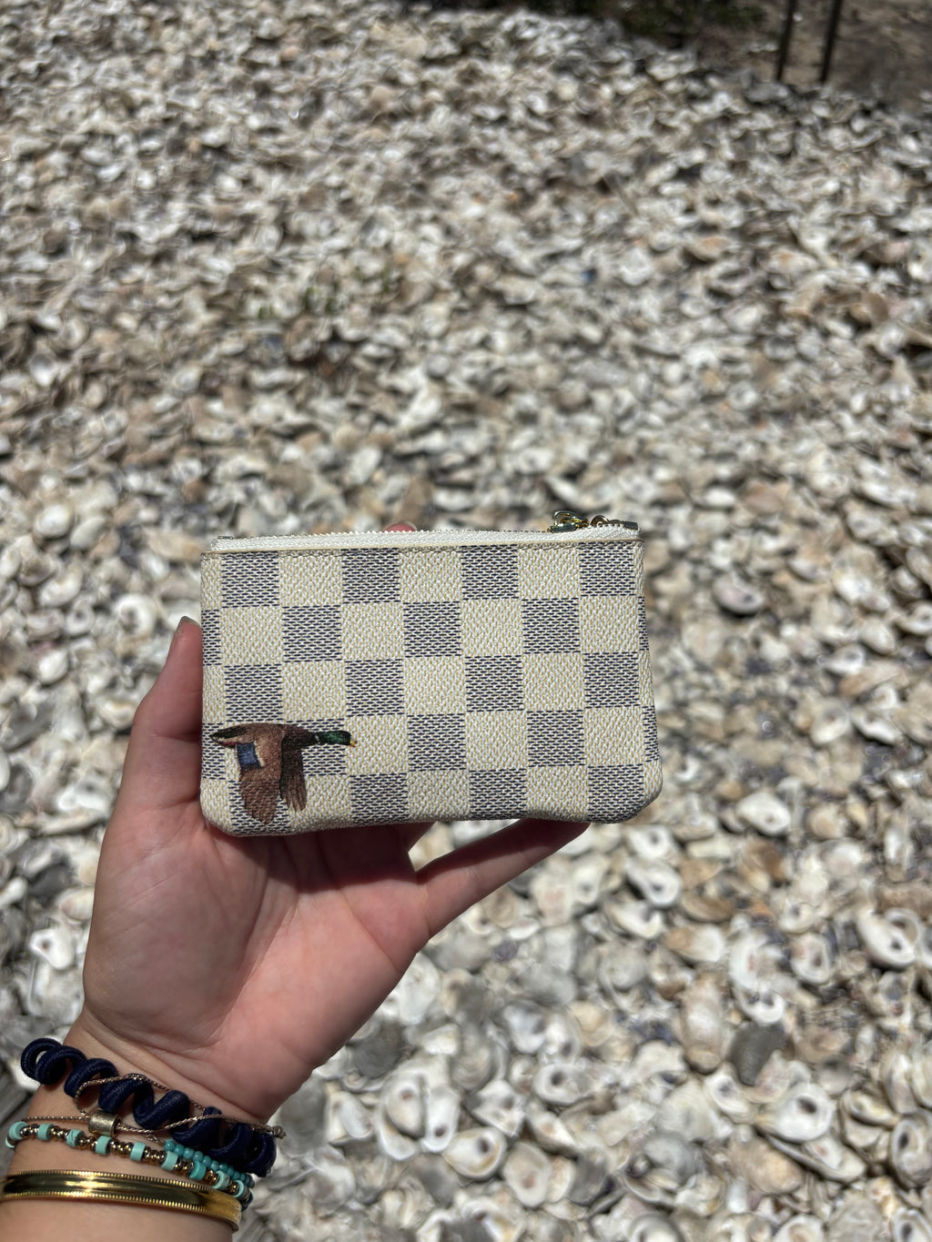 Checkered print mallard wallet