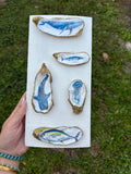 Handmade Coastal Oyster Shell Wall Art | Blue Sea Life Decor | Whale, Fish & Jellyfish | Beach Cotta
