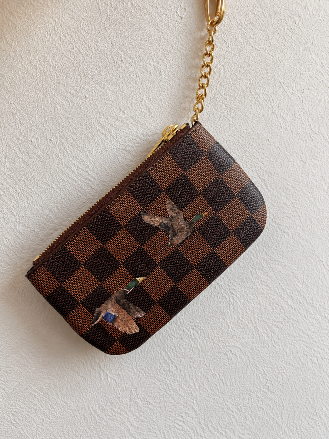 Mallard Duck Checkered Wristlet Pouch