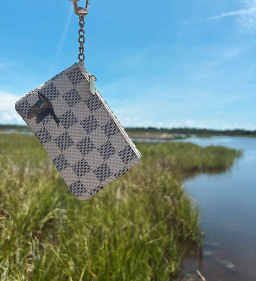 Checkered print mallard wallet