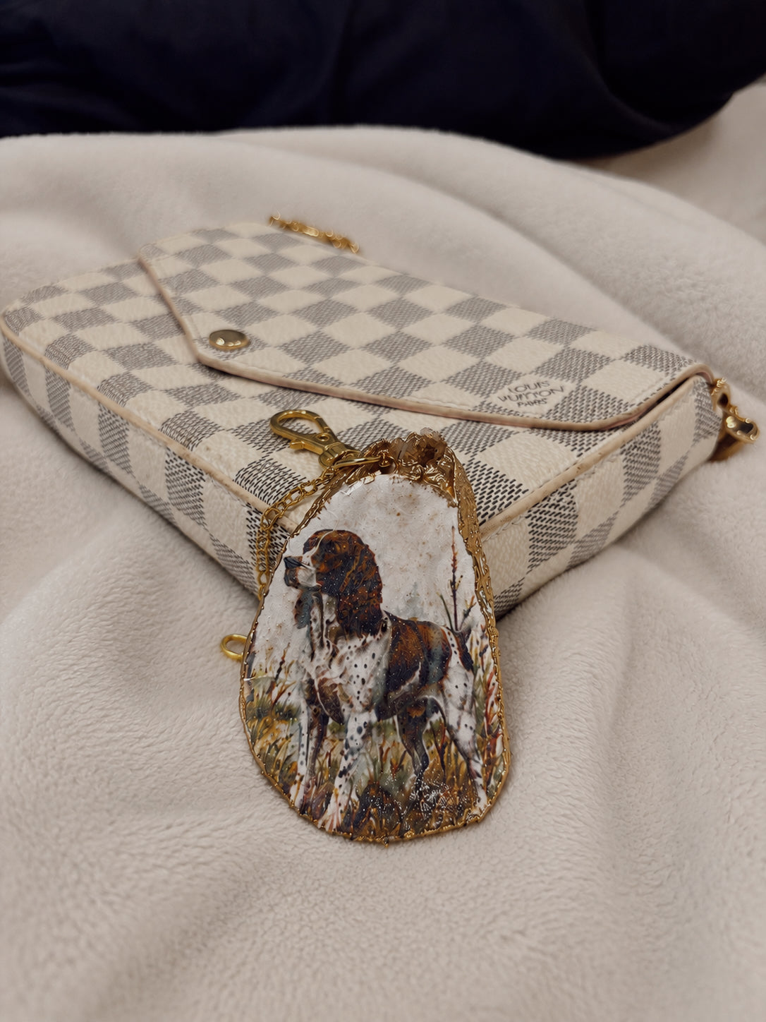 Springer Spaniel Oyster Shell Keychain