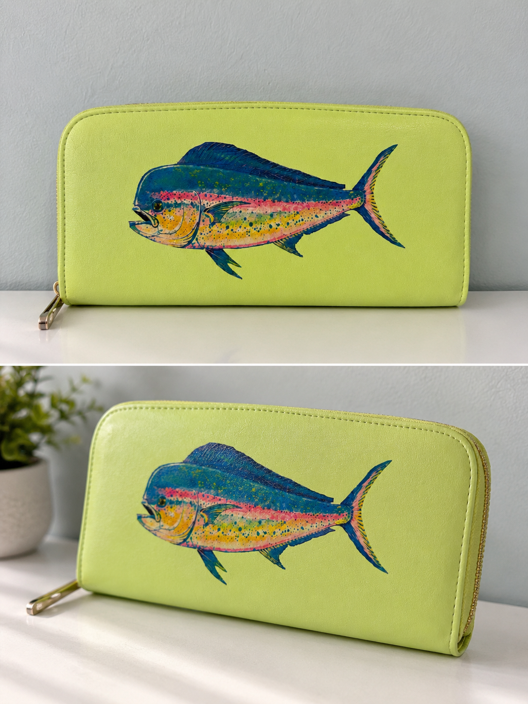 One-of-a-Kind Mahi Mahi Lime Green Wallet